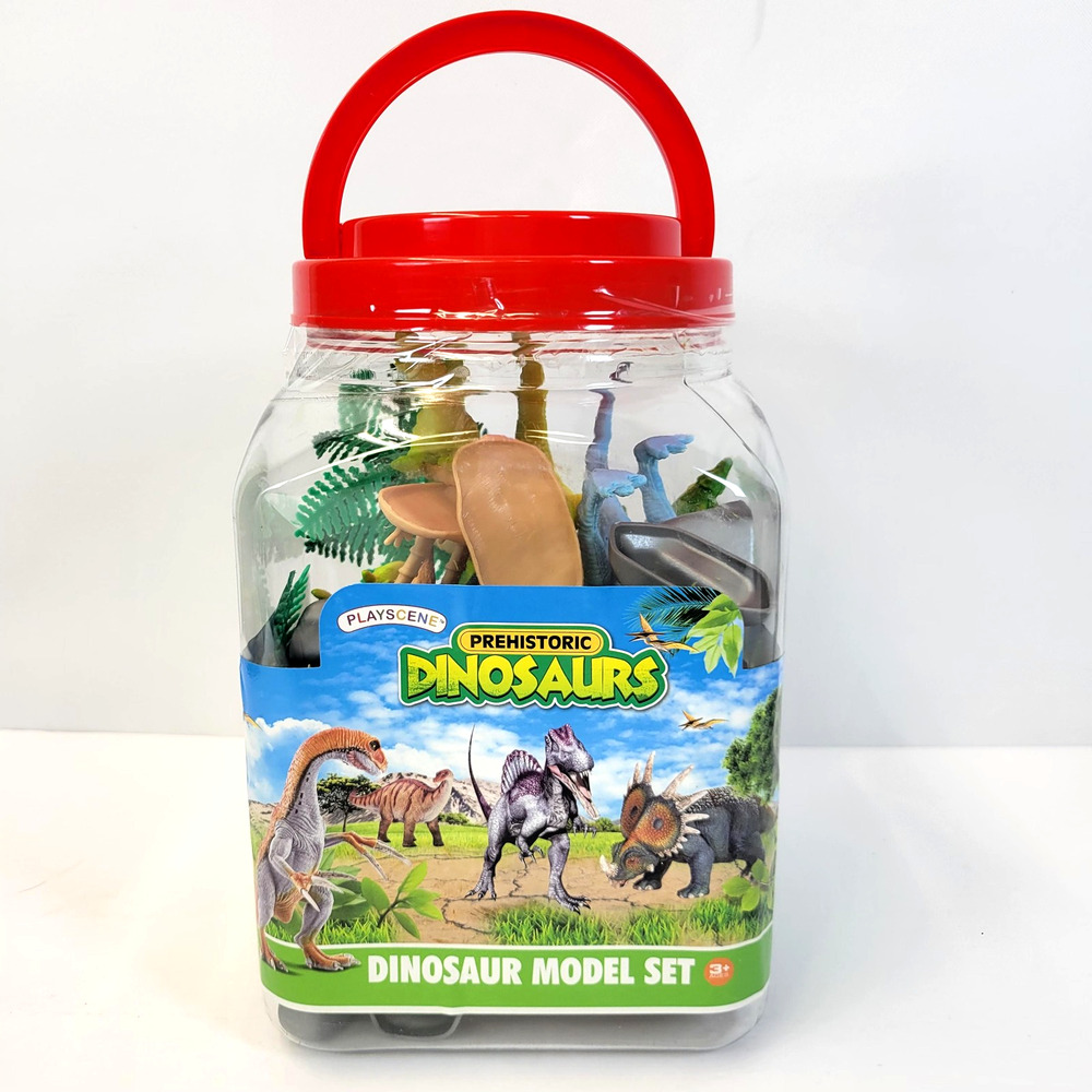 Playscene Prehistoric Dinosaurs Model Set Plastic Toy Figures Jar Ages 3+ New